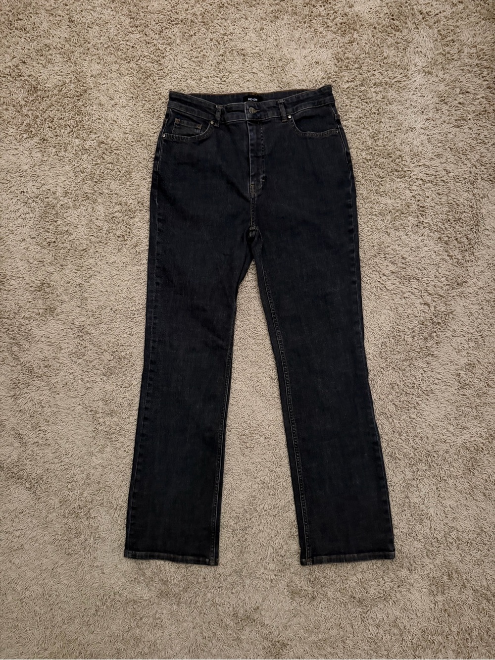 Me+Em Washed Black High Rise Straight Leg Denim Jeans Size 29x31 MEEM